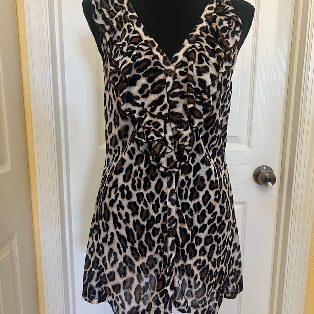 INC International Concepts Leopard Print Button Down Shirt